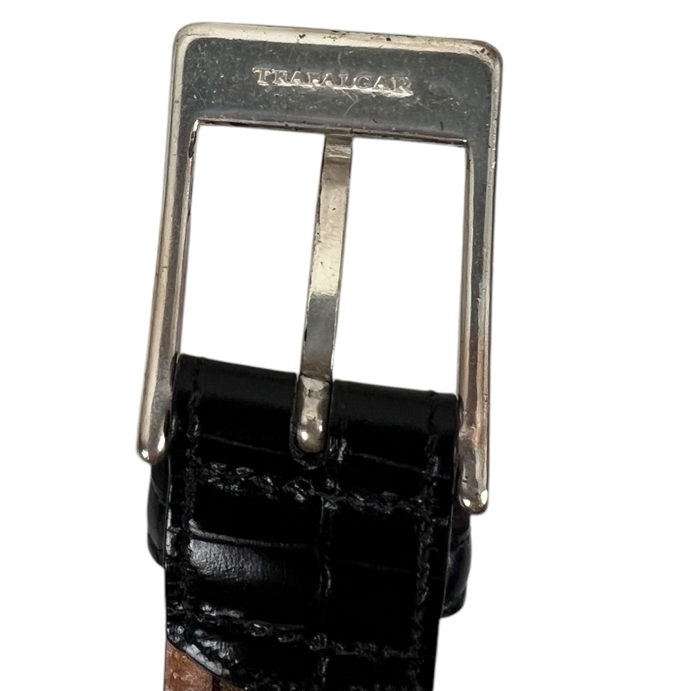 Trafalgar Mens 36 Black Embossed Italian Calfskin Leather Belt Made In USA Croc - Picture 14 of 16